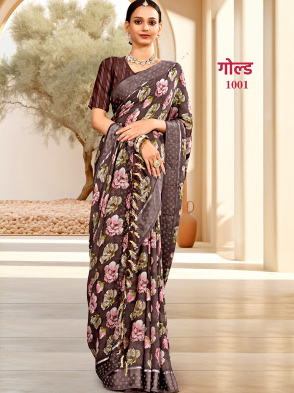 Gold - Printed Saree