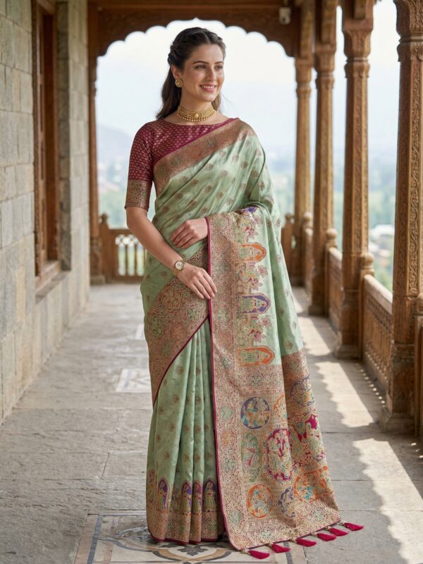 Taj Mahal 02 - Tissue Satin Saree