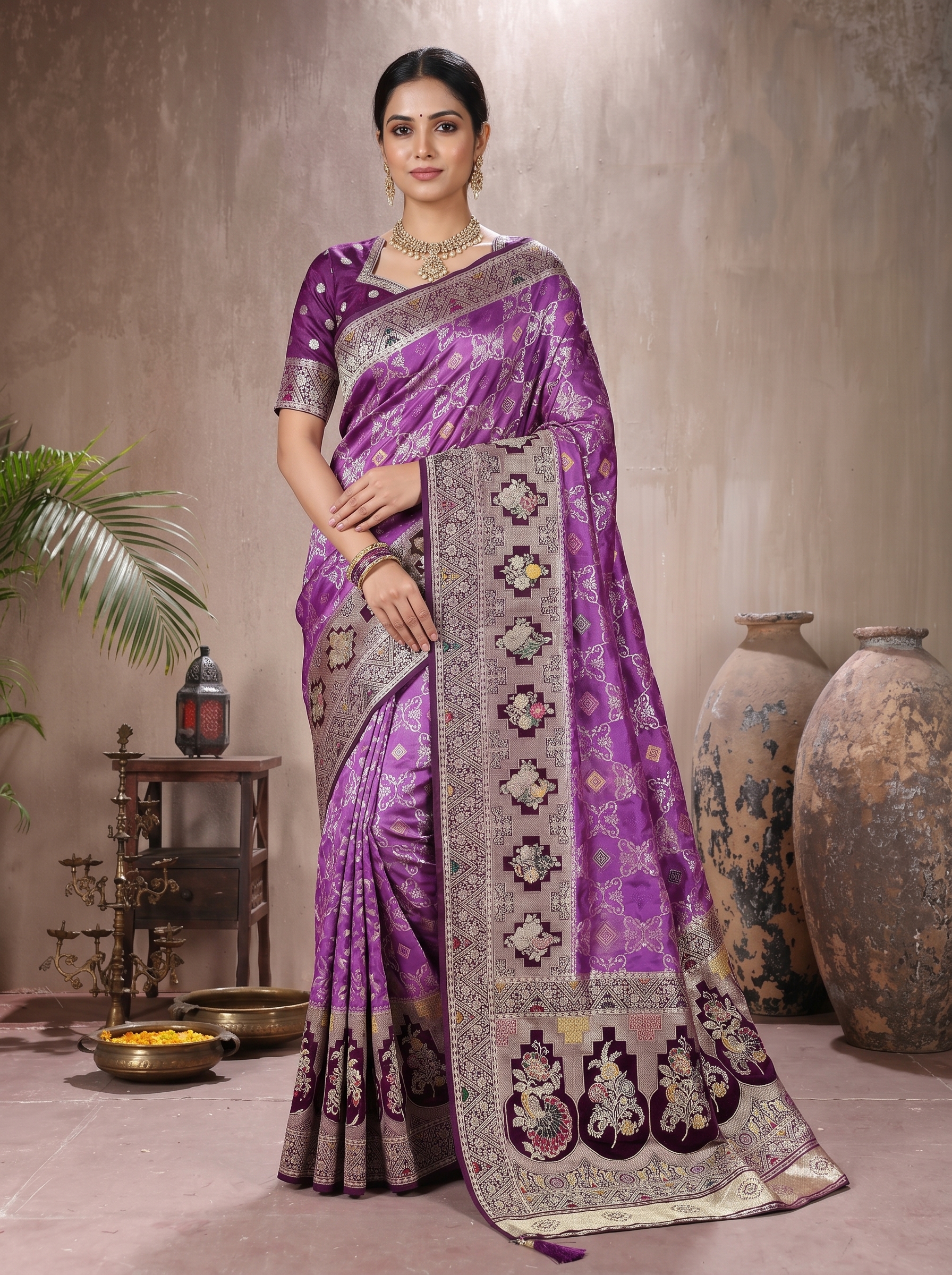Rangila 109 - Satin Meena Tissue Saree