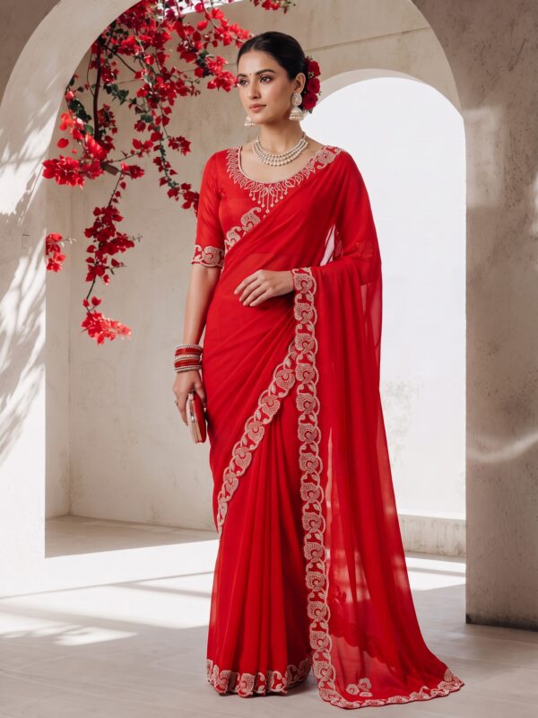Gatish 4101 - Shimmer Georgette Saree