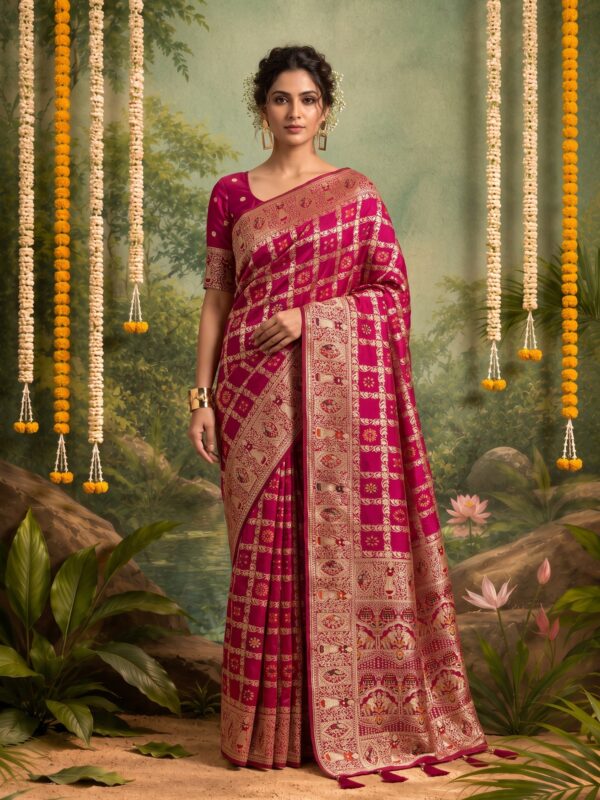 Kitkat 203 - Satin Meena Saree