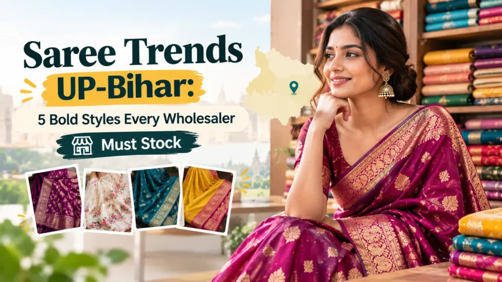Explore 5 bold saree trends for 2026 in UP and Bihar. Discover trending designs, popular fabrics, colors, and styles every wholesaler should stock.