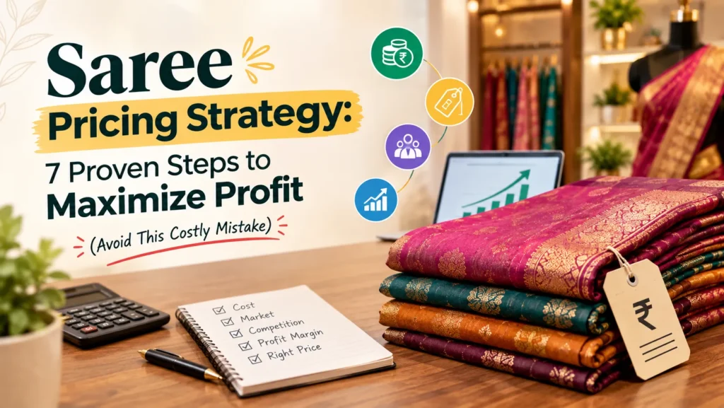 Learn 7 proven saree pricing strategies to boost profits, set competitive prices, control costs, and avoid costly pricing mistakes in your saree business.