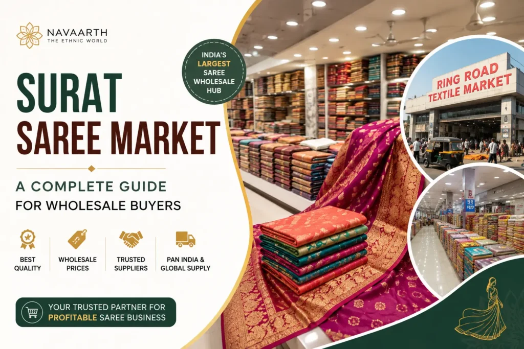 Wholesale saree market lane in Surat, Gujarat