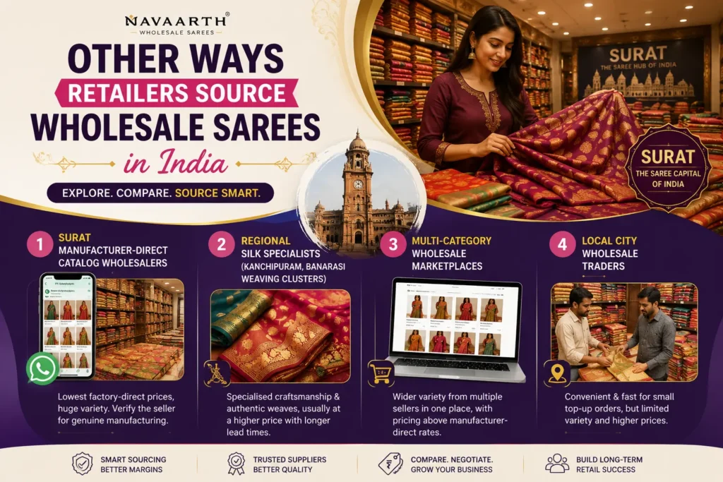 Ways retailers source wholesale sarees in Surat, India