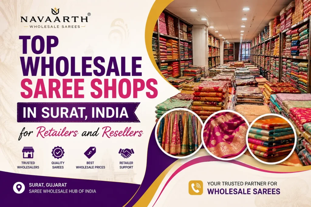 wholesale saree shop Surat, India for retailers and resellers