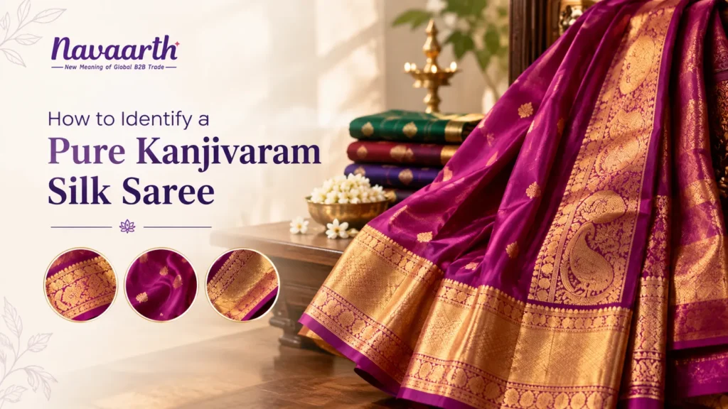 How to identify a pure Kanjivaram silk saree with authentic silk and zari details