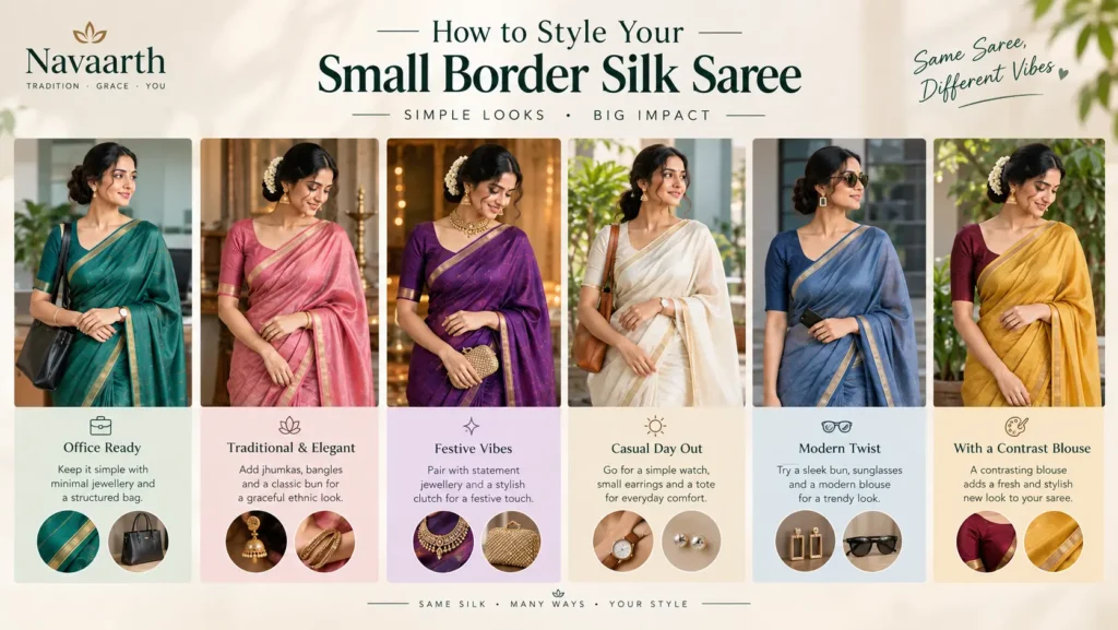 How to style a small border silk saree for an elegant look