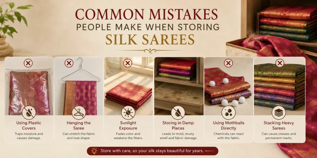 Silk Saree Storage Mistakes Infographic